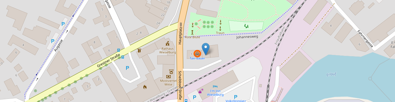 OpenStreetMap Karte der Position von Taxibauer und Cityhostel